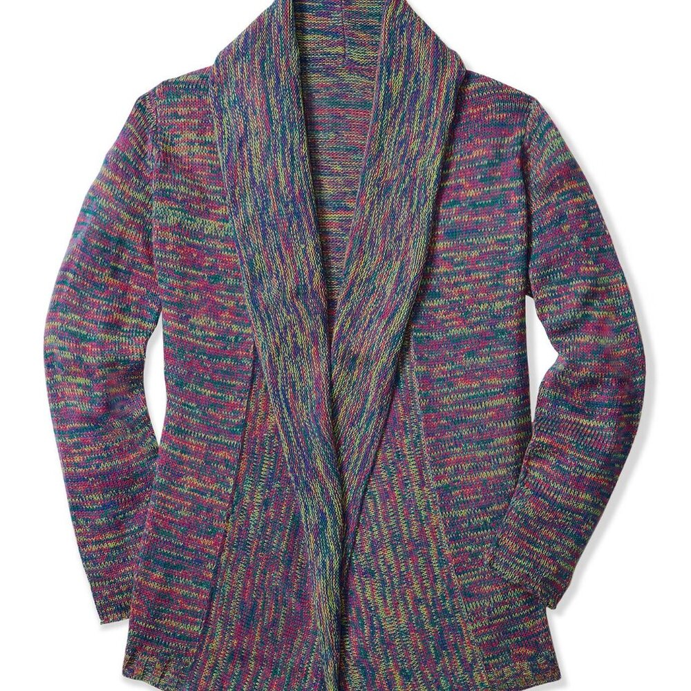 Woman Within Multi Marled Cardigan in Ultra Blue Space Dye